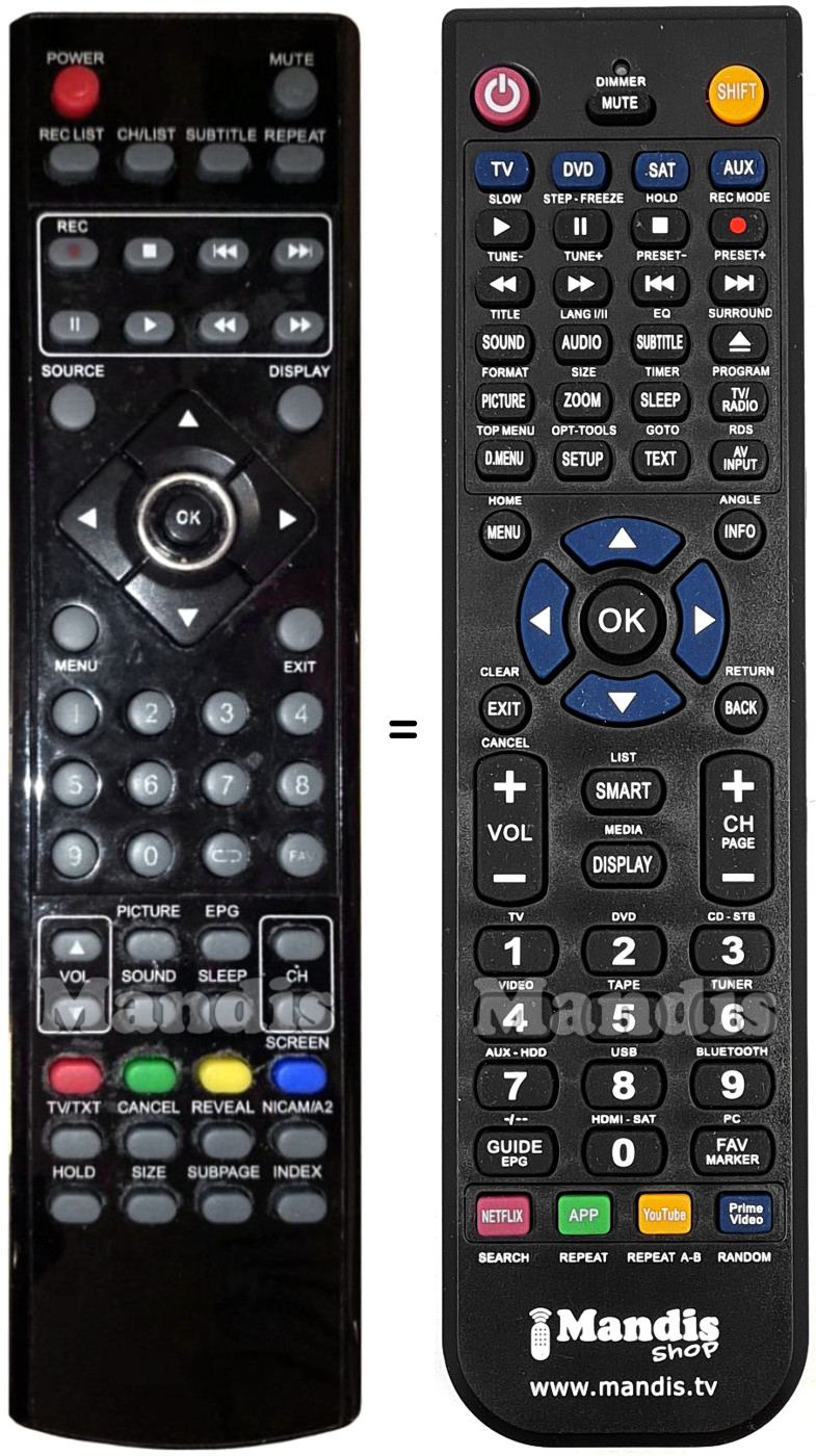 Comandos à distância equivalente Q-MEDIA QLE26D11HM4-TL