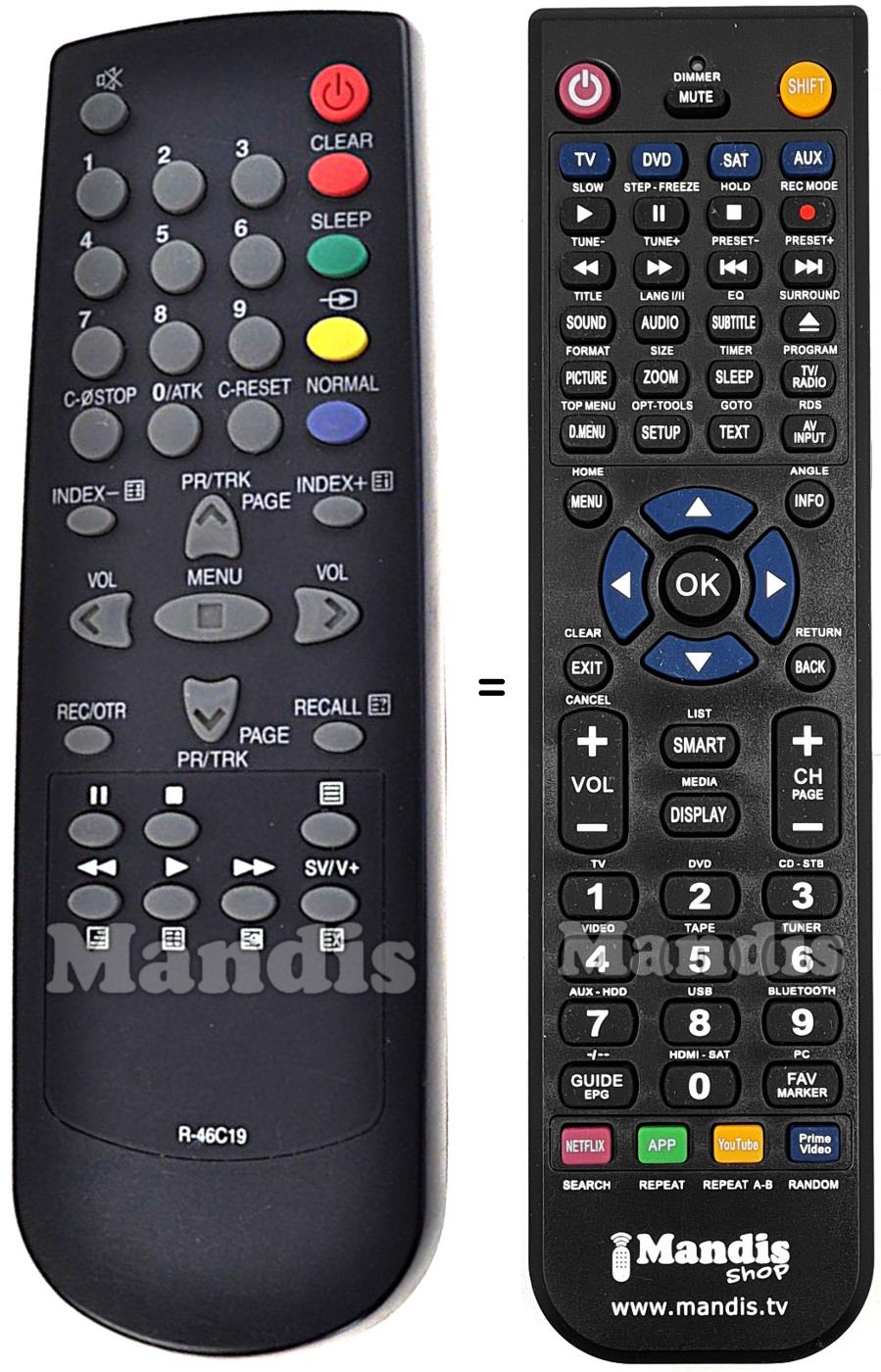 Comandos &agrave; dist&acirc;ncia equivalente Goodmans R46C19