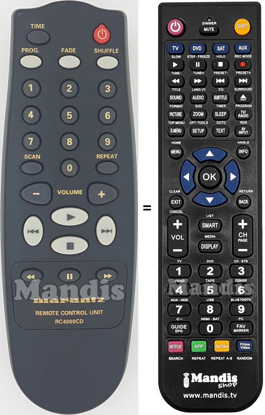 Comandos &agrave; dist&acirc;ncia equivalente RC-4000CD