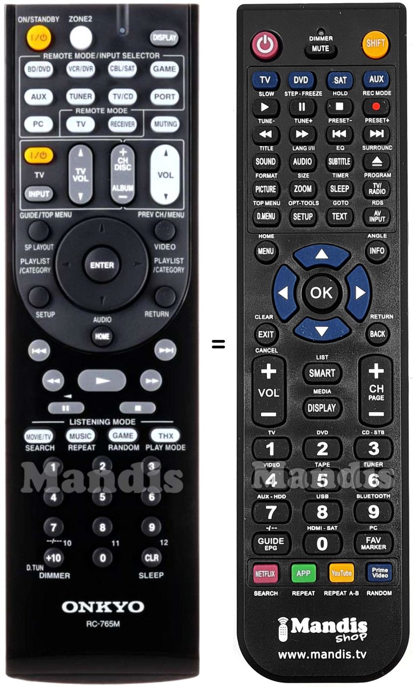 Comandos à distância equivalente Onkyo RC-765M