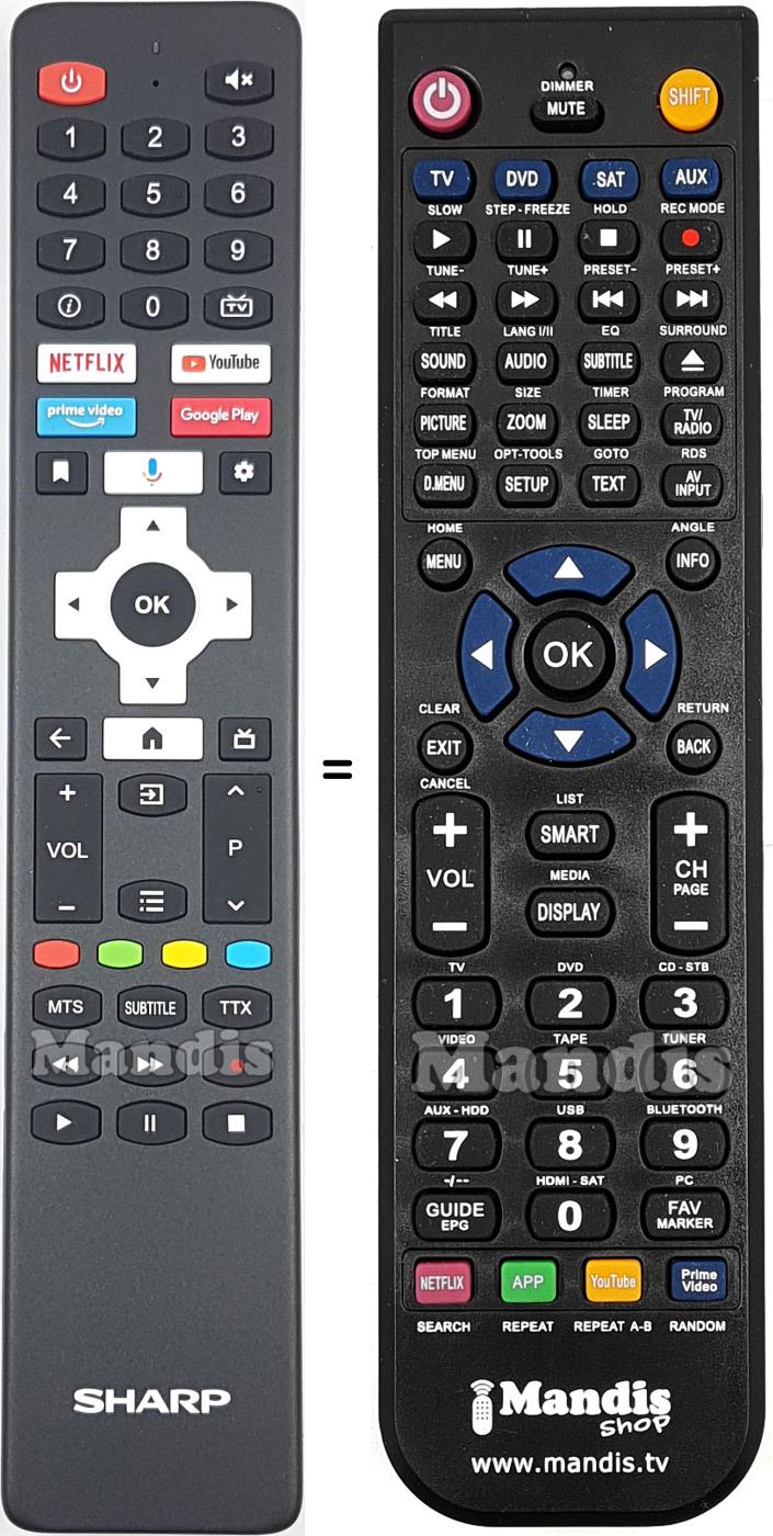 Comandos &agrave; dist&acirc;ncia equivalente Sharp RC-ES02-EN27