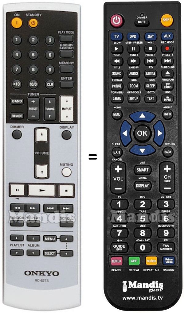 Comandos à distância equivalente Onkyo RC627S