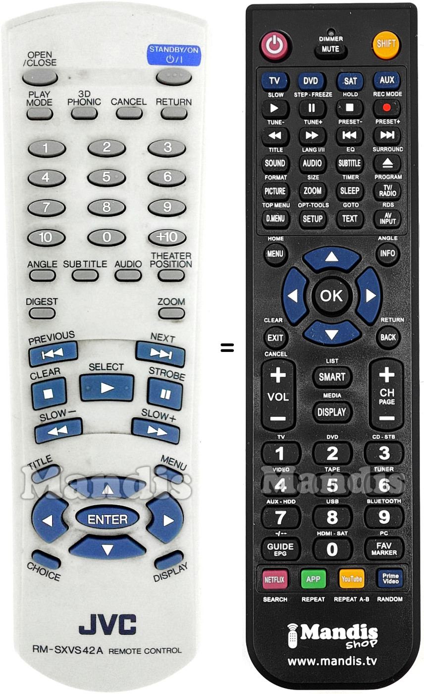 Comandos à distância equivalente JVC RM-SXVS 42 A