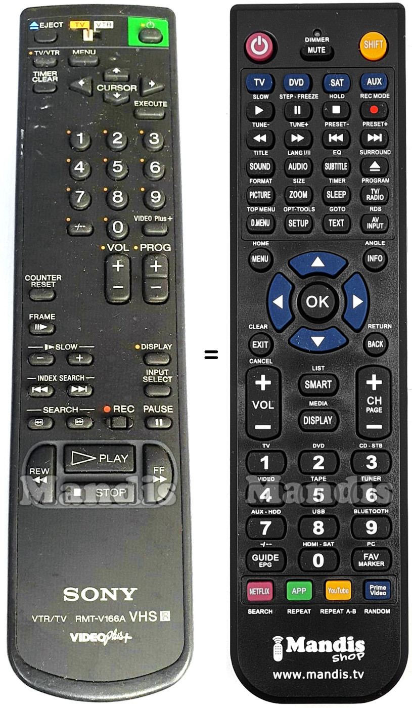 Comandos à distância equivalente Sony RMT-V166A