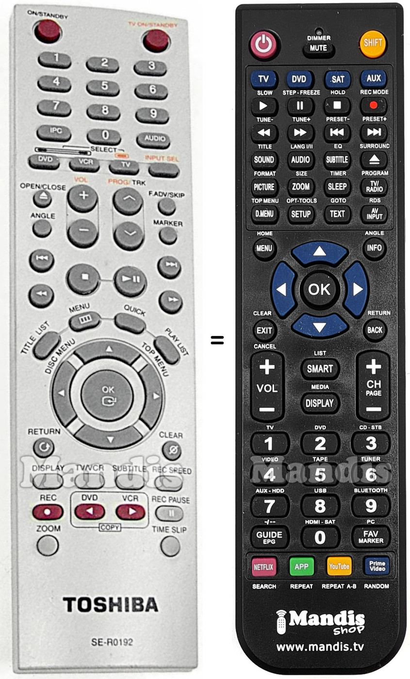 Comandos à distância equivalente Toshiba SE-R0192