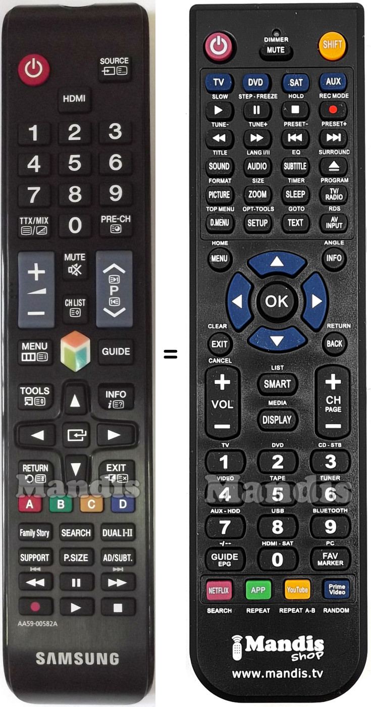 Comandos à distância equivalente Samsung AA59-00582A