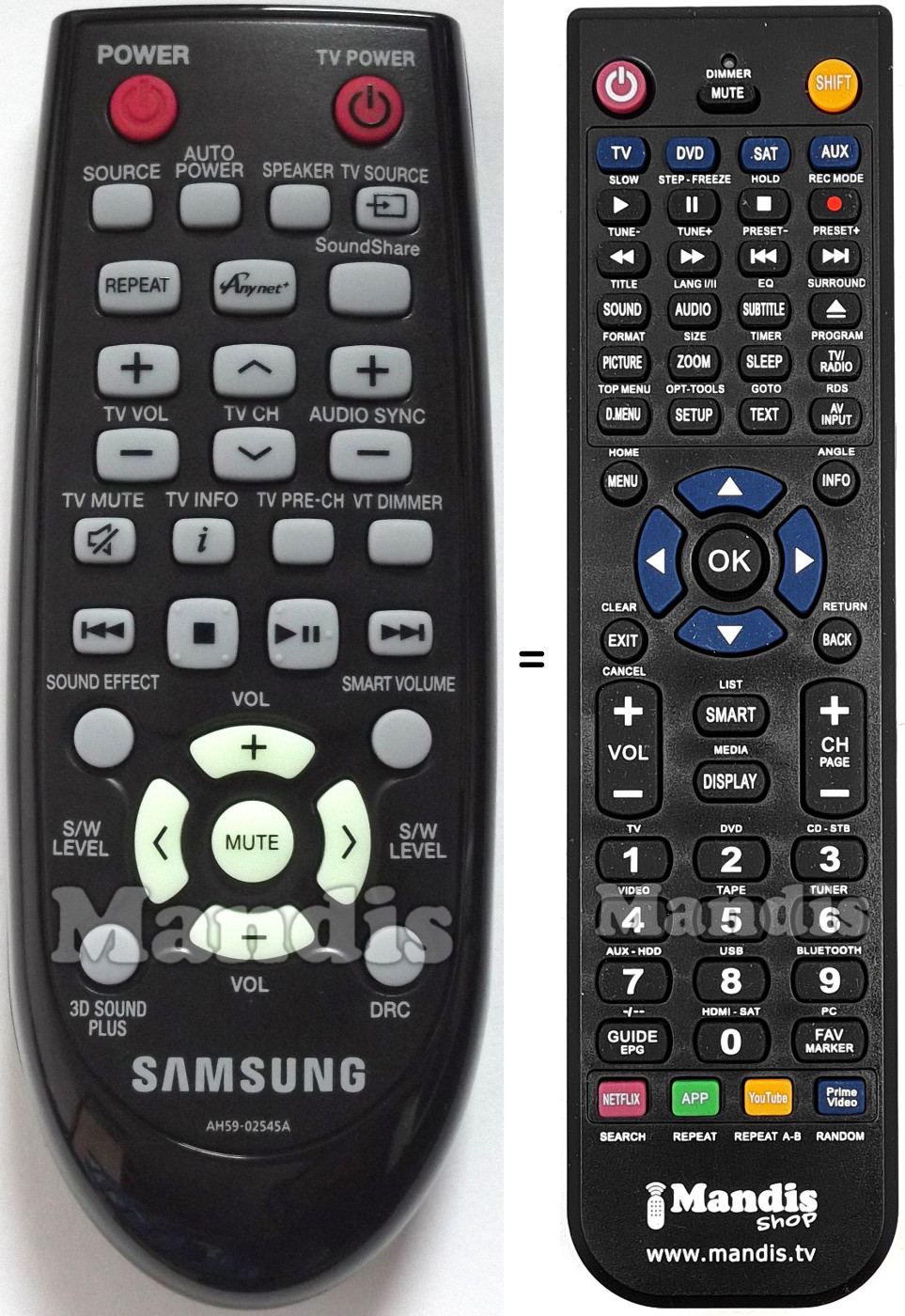 Comandos à distância equivalente Samsung AH59-02545A