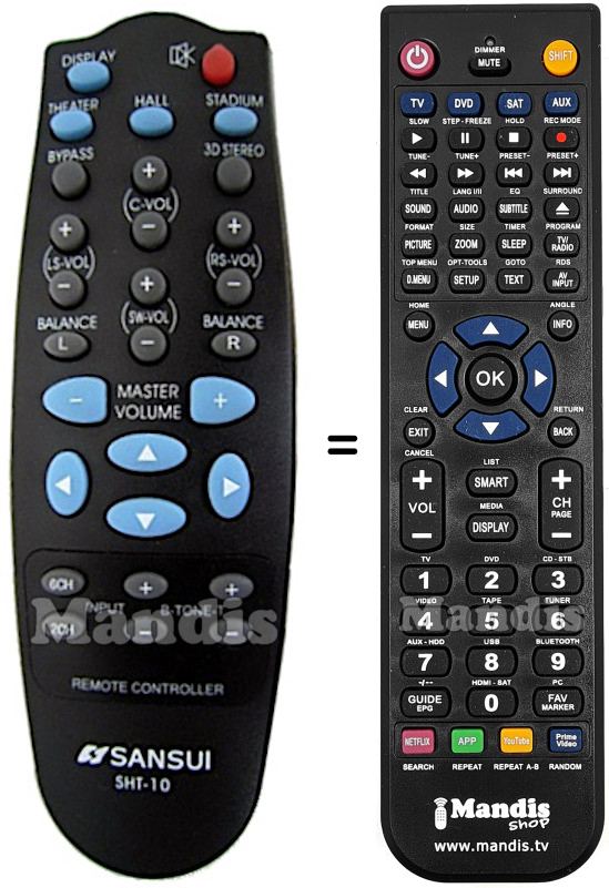 Comandos à distância equivalente Sansui SHT-10