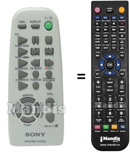 Comandos à distância equivalente Sony RM-S171