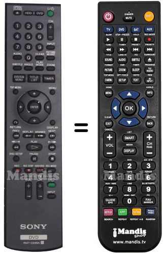 Comandos à distância equivalente Sony RMTD246A