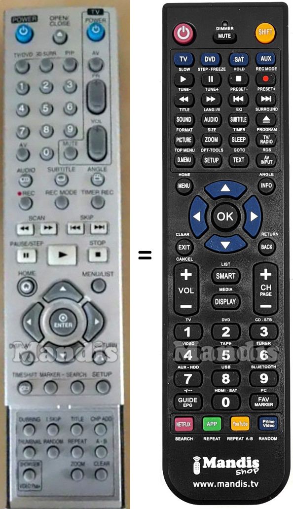 Comandos à distância equivalente DRH-5000