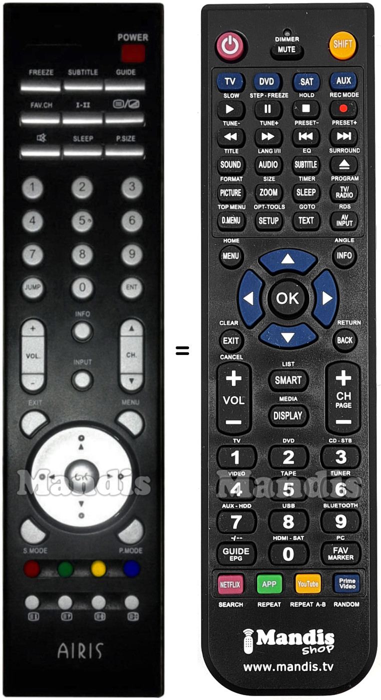 Comandos &agrave; dist&acirc;ncia equivalente Akai Airis003