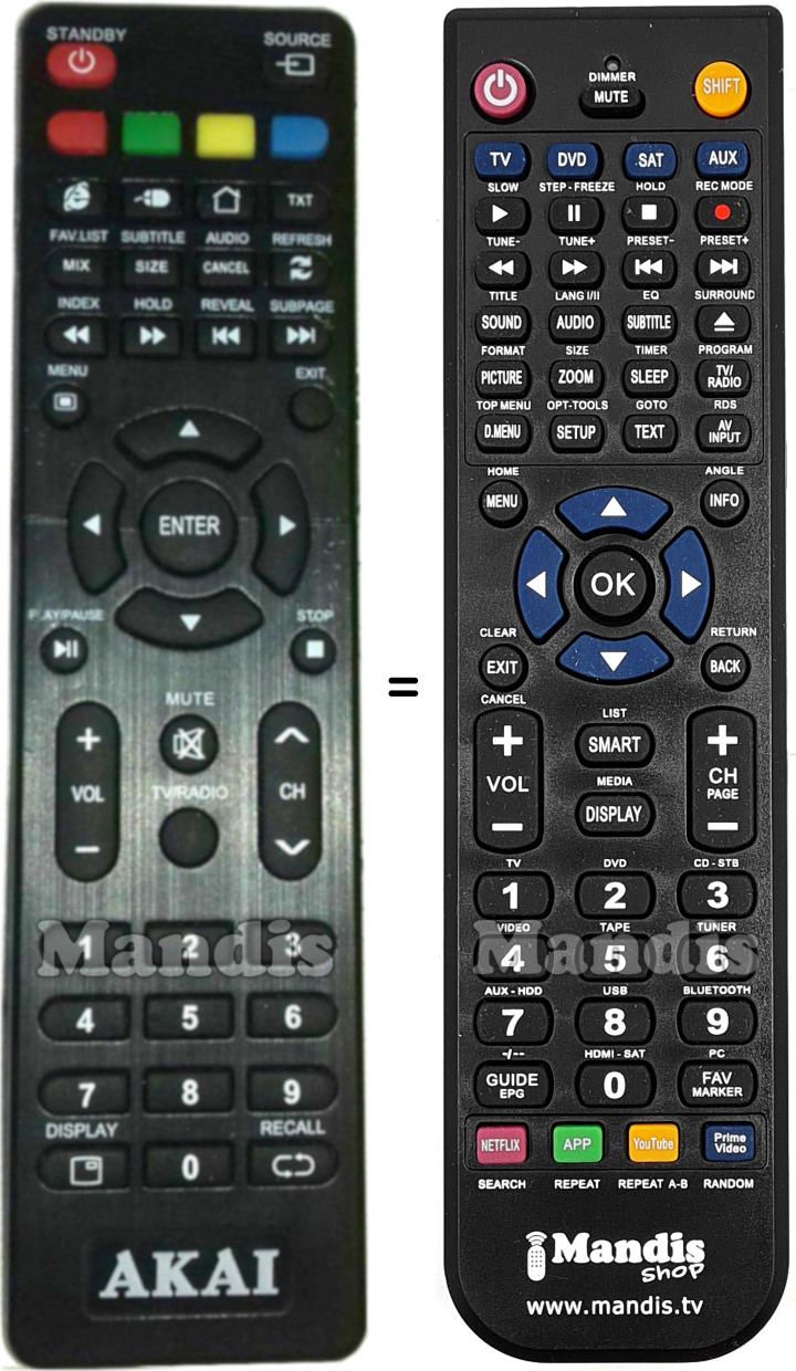 Comandos à distância equivalente Akai AKTV4024T
