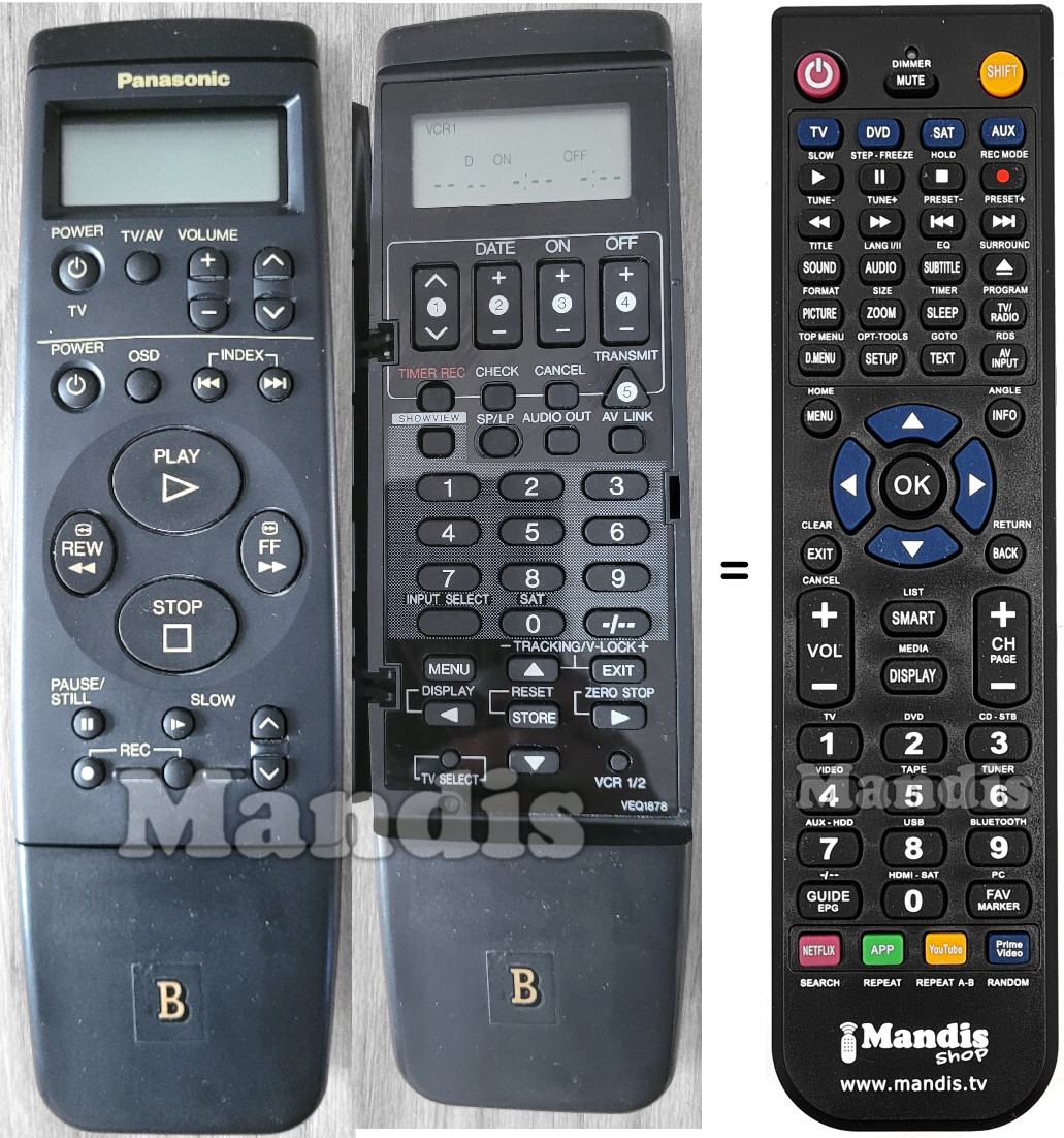 Comandos à distância equivalente Panasonic VEQ1878