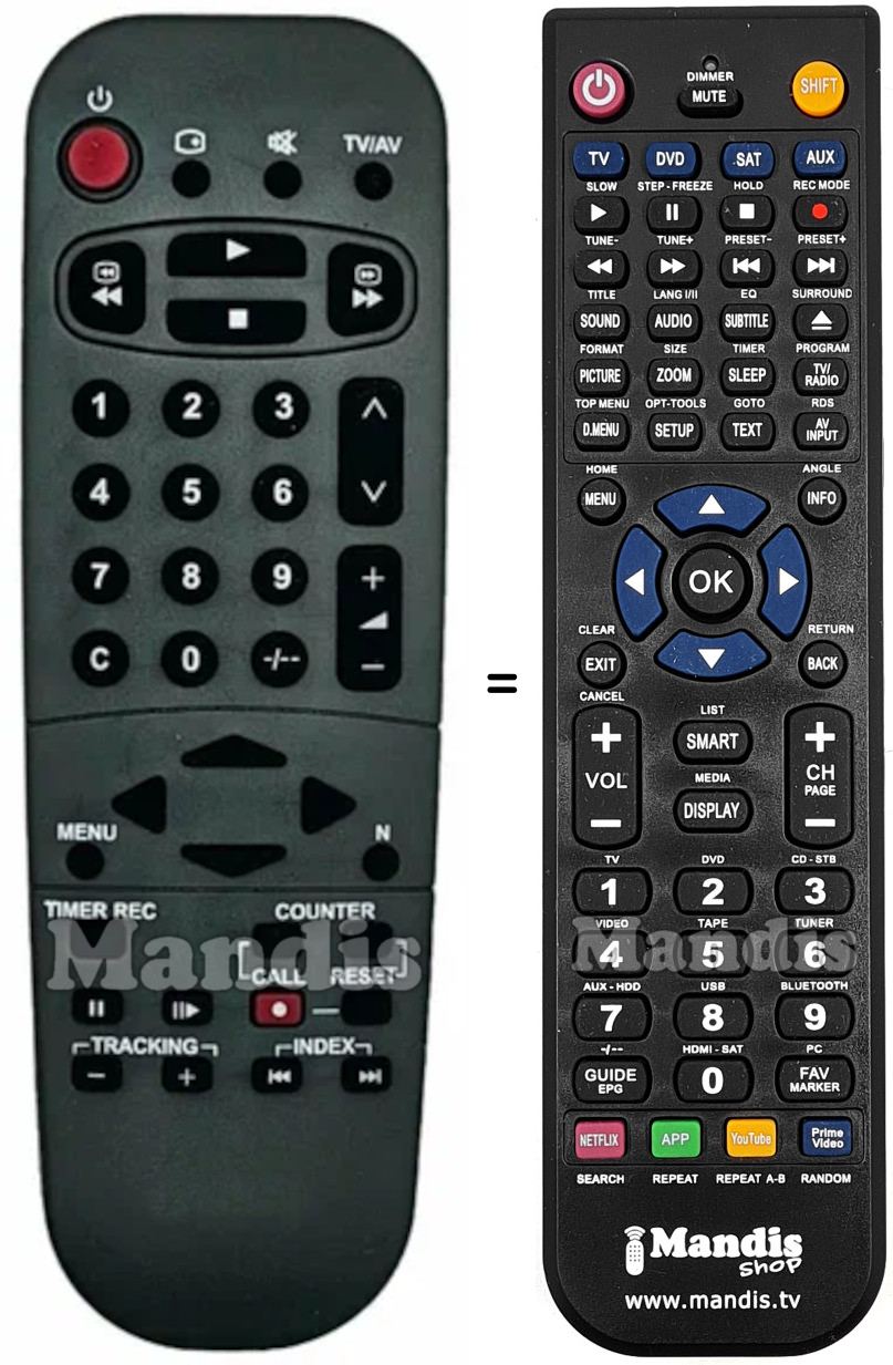 Comandos à distância equivalente Panasonic TC-14SV10M
