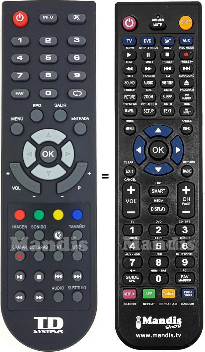 Comandos à distância equivalente TD Systems K24DLH8H
