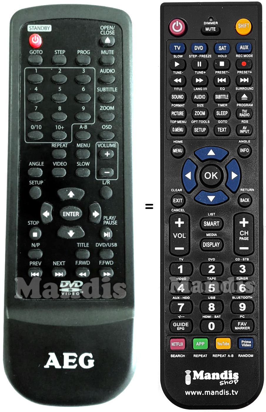 Comandos à distância equivalente Aeg DVD 4550 HDMI