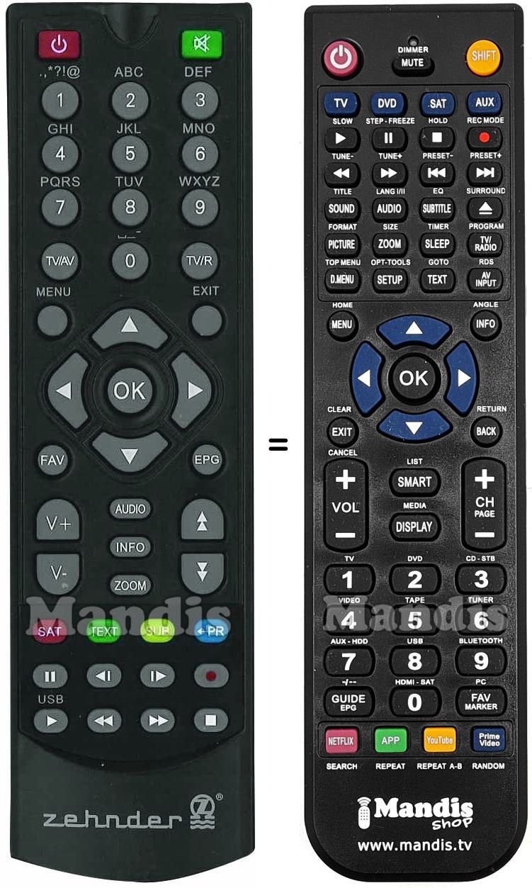 Comandos &agrave; dist&acirc;ncia equivalente Zehnder ZEHN001