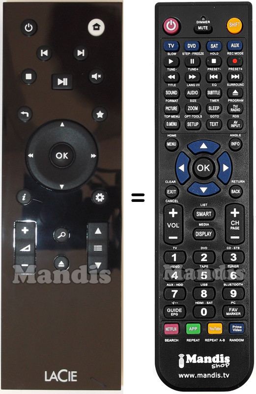Comandos &agrave; dist&acirc;ncia equivalente LaCie LA CINEMA PLAY HD
