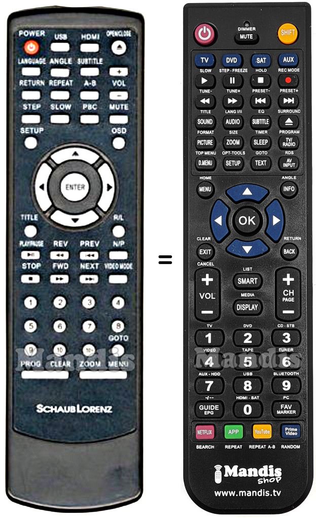 Comandos à distância equivalente Schaub Lorenz DVD 7839 HDMI