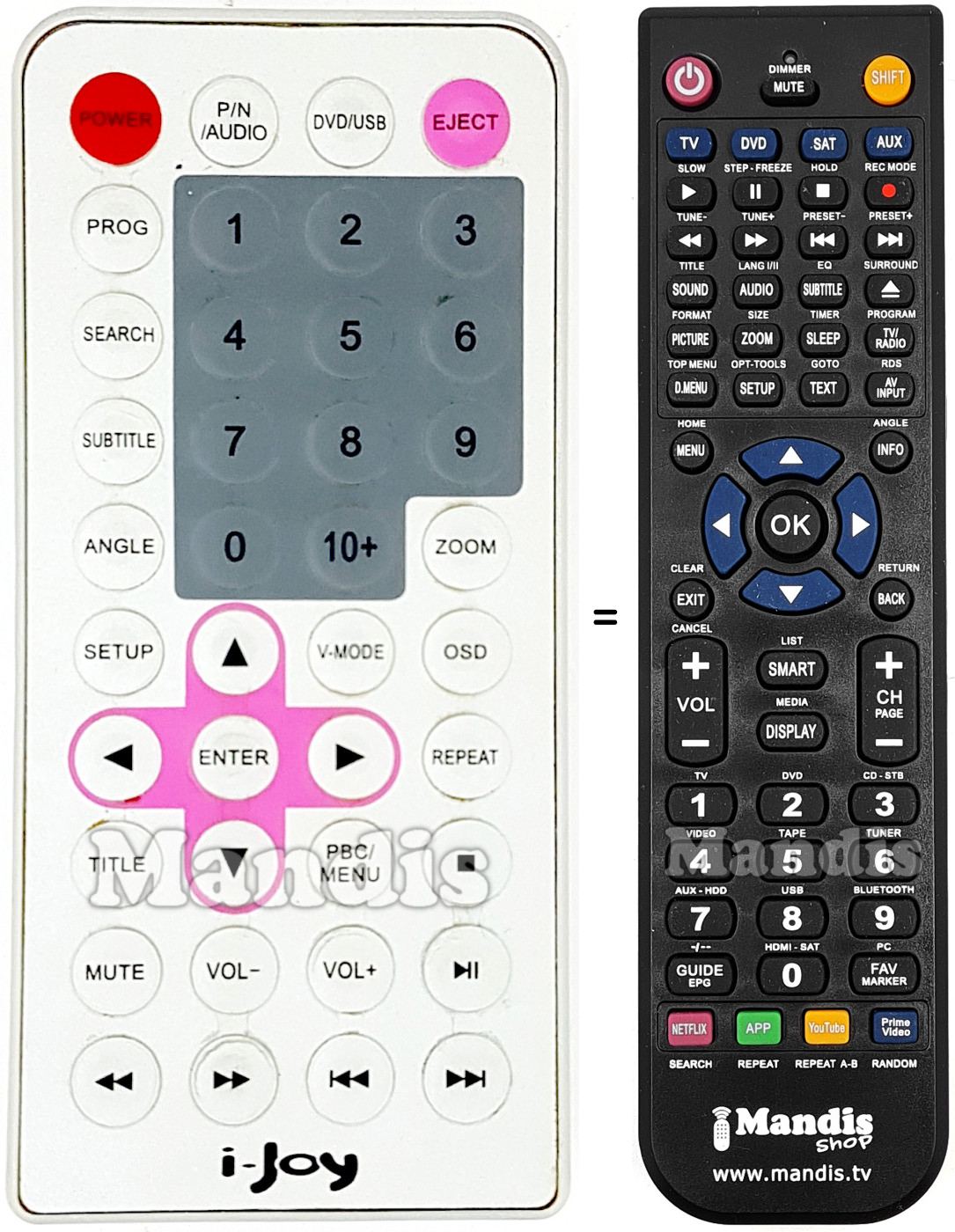 Comandos &agrave; dist&acirc;ncia equivalente i-Vision DVD 1005