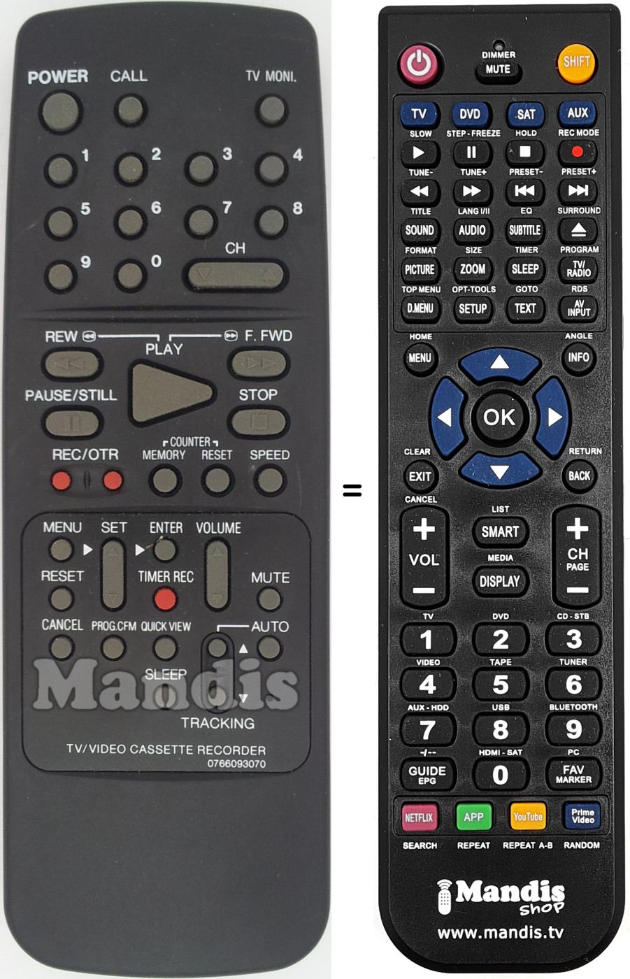 Comandos à distância equivalente 0766093070