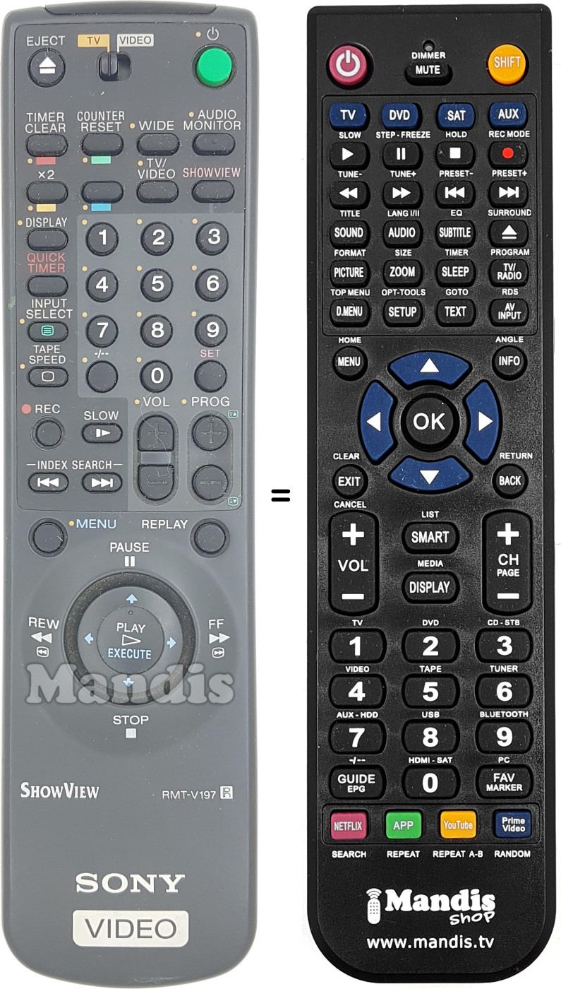 Comandos à distância equivalente Sony RMTV197
