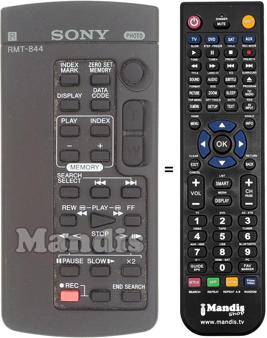 Comandos à distância equivalente RMT-844