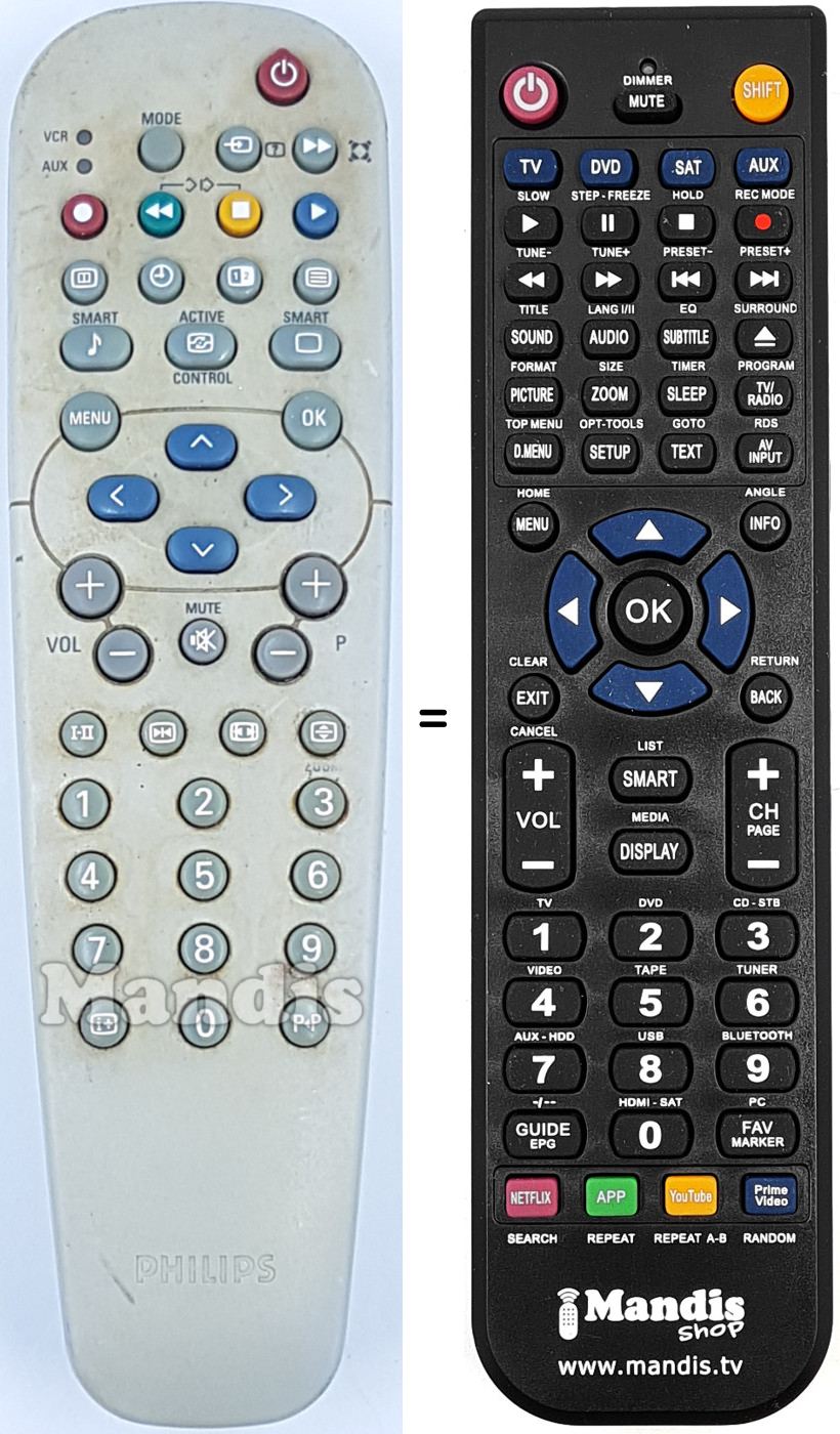 Comandos à distância equivalente Philips 312814713341