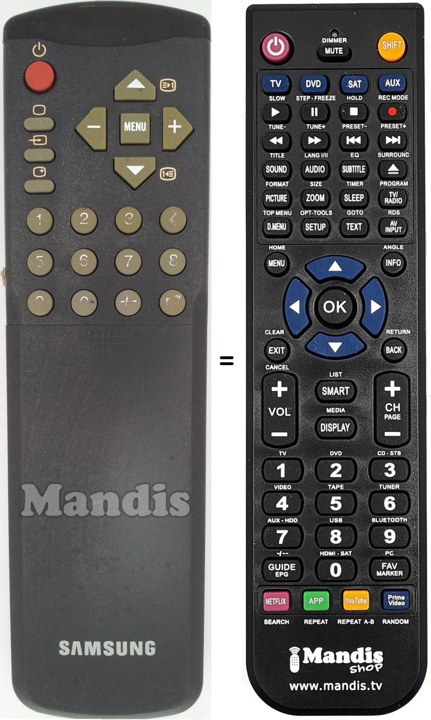 Comandos à distância equivalente Samsung 3F14-00037-041
