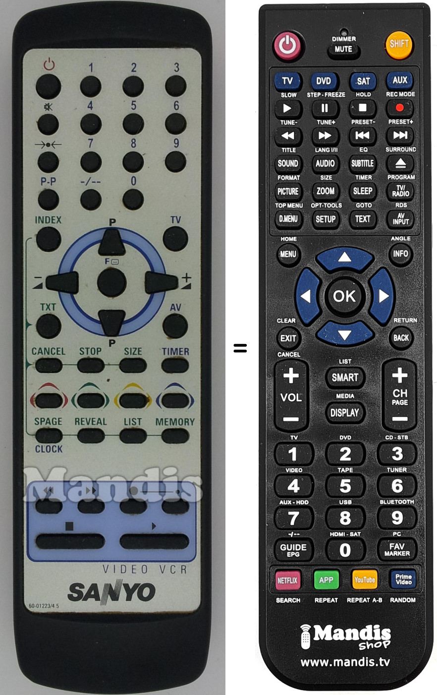 Comandos à distância equivalente Sanyo 60-0122345