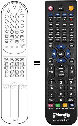 Comandos à distância equivalente LG 6710V00009M