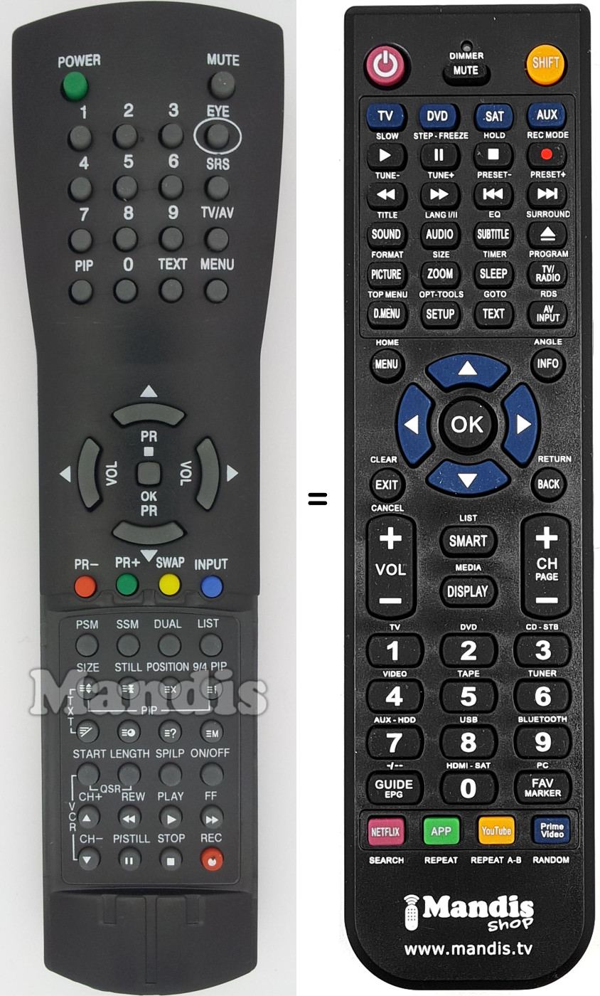 Comandos à distância equivalente 6710V0007A
