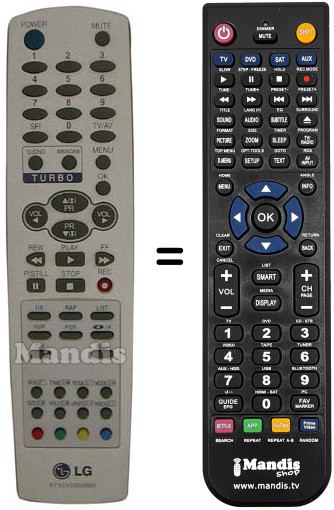 Comandos à distância equivalente LG 6710V00088B