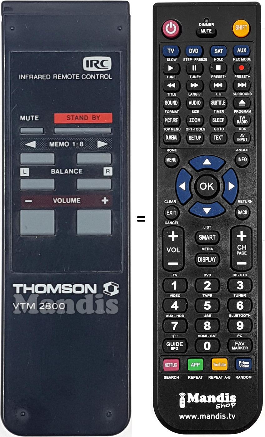 Comandos à distância equivalente VTM2800