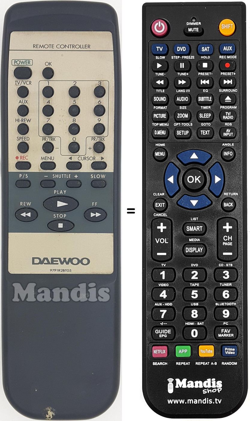 Comandos à distância equivalente 97P1R2BT05