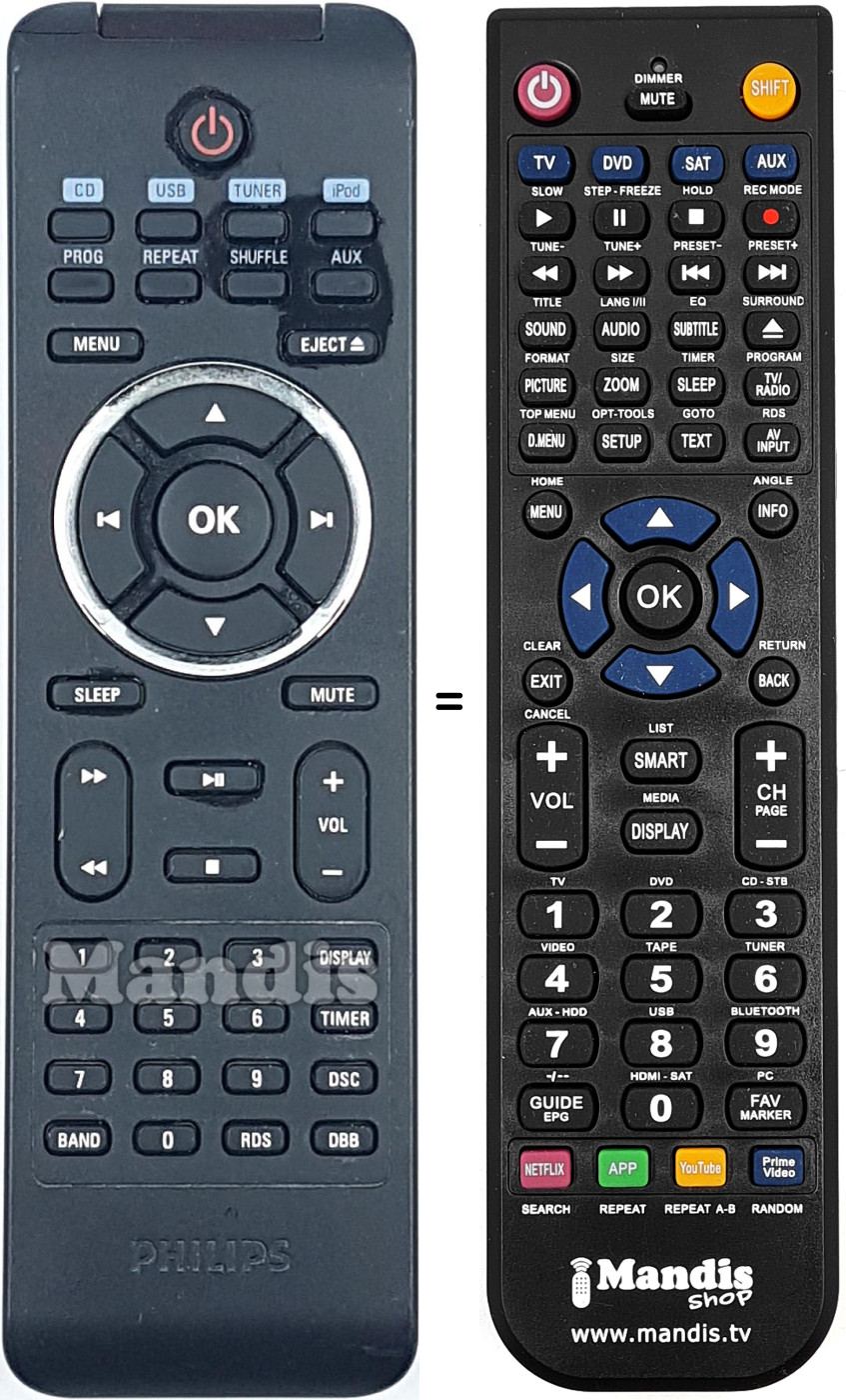 Comandos à distância equivalente Philips 996510029696