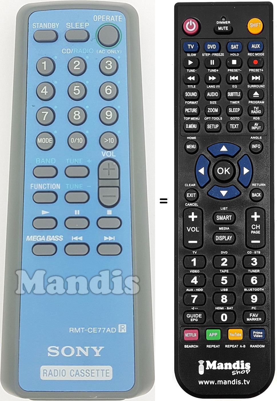 Comandos à distância equivalente RMT-CE77AD