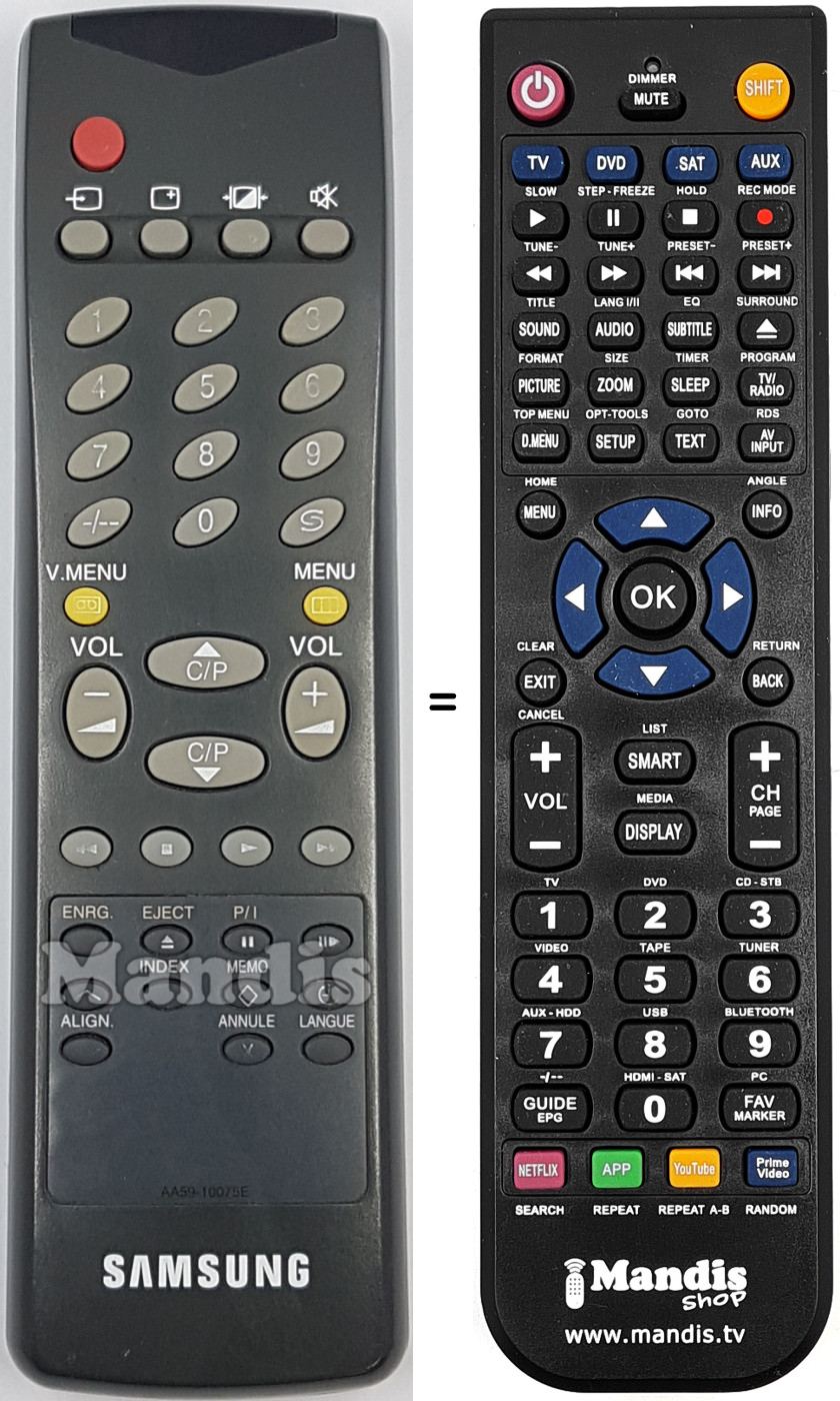 Comandos à distância equivalente AA59-10075E