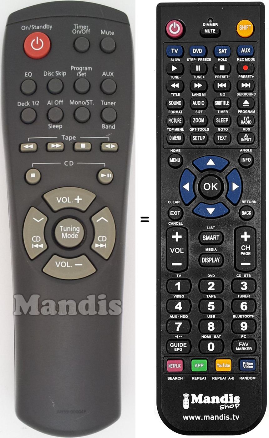 Comandos à distância equivalente Samsung AH59-00004 P