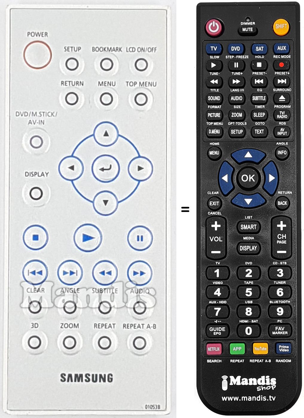 Comandos à distância equivalente Samsung AH5901053B