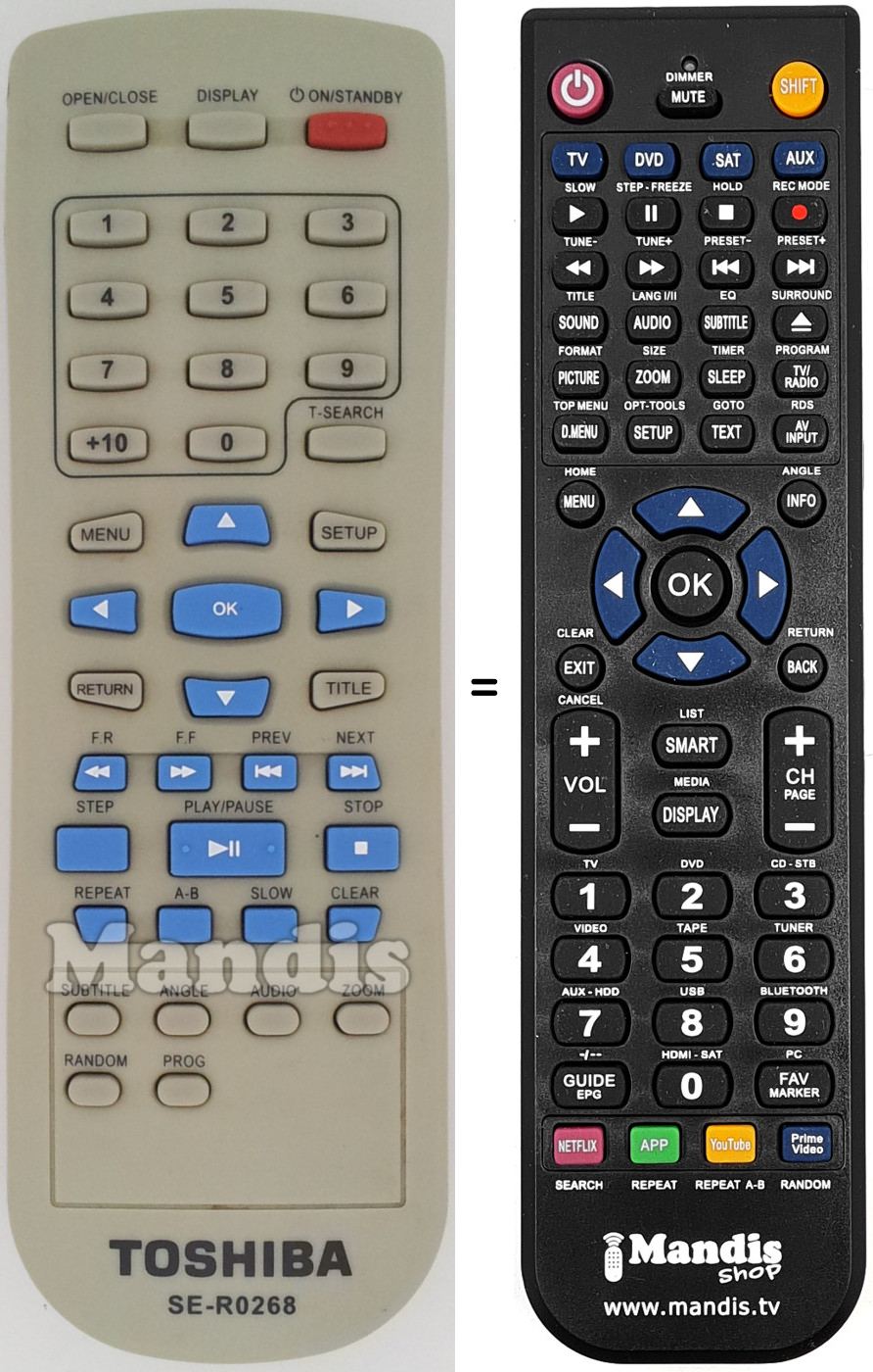 Comandos à distância equivalente Toshiba SE-R0268