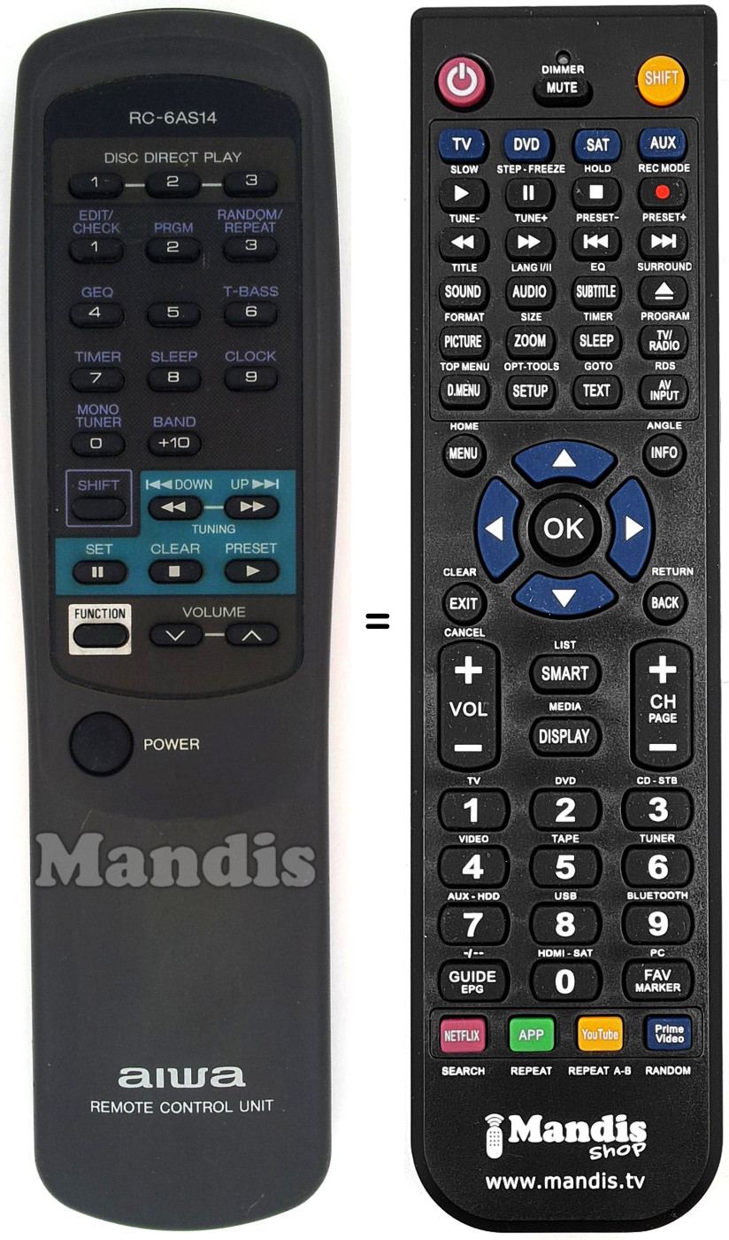 Comandos à distância equivalente Philips RC-6AS14