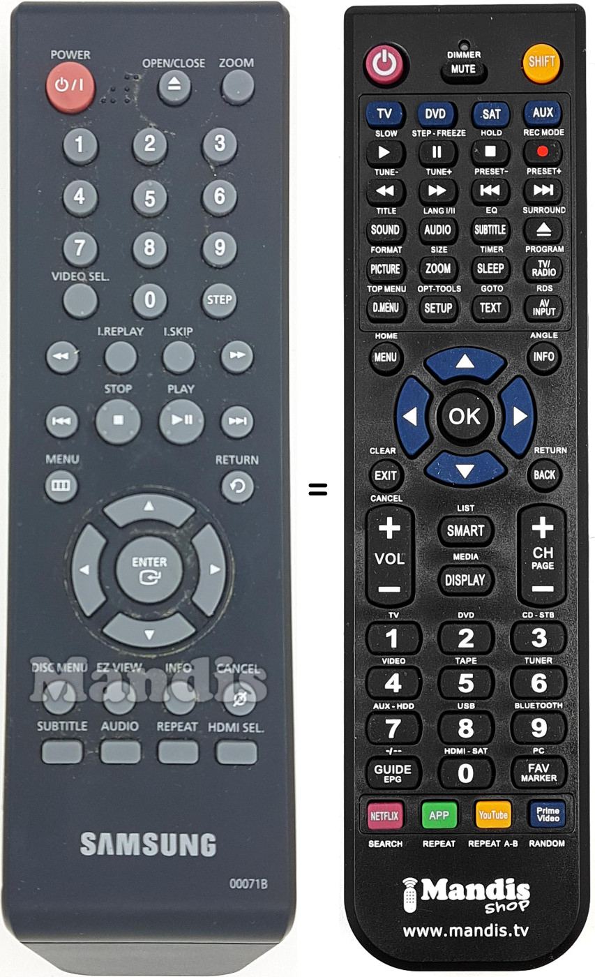 Comandos à distância equivalente Samsung AK5900071B