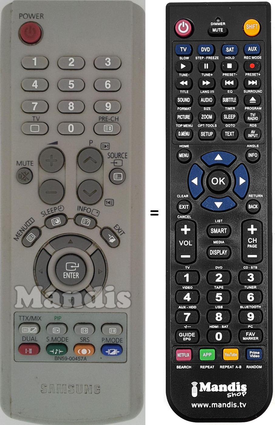Comandos à distância equivalente Samsung BN59-00457 A