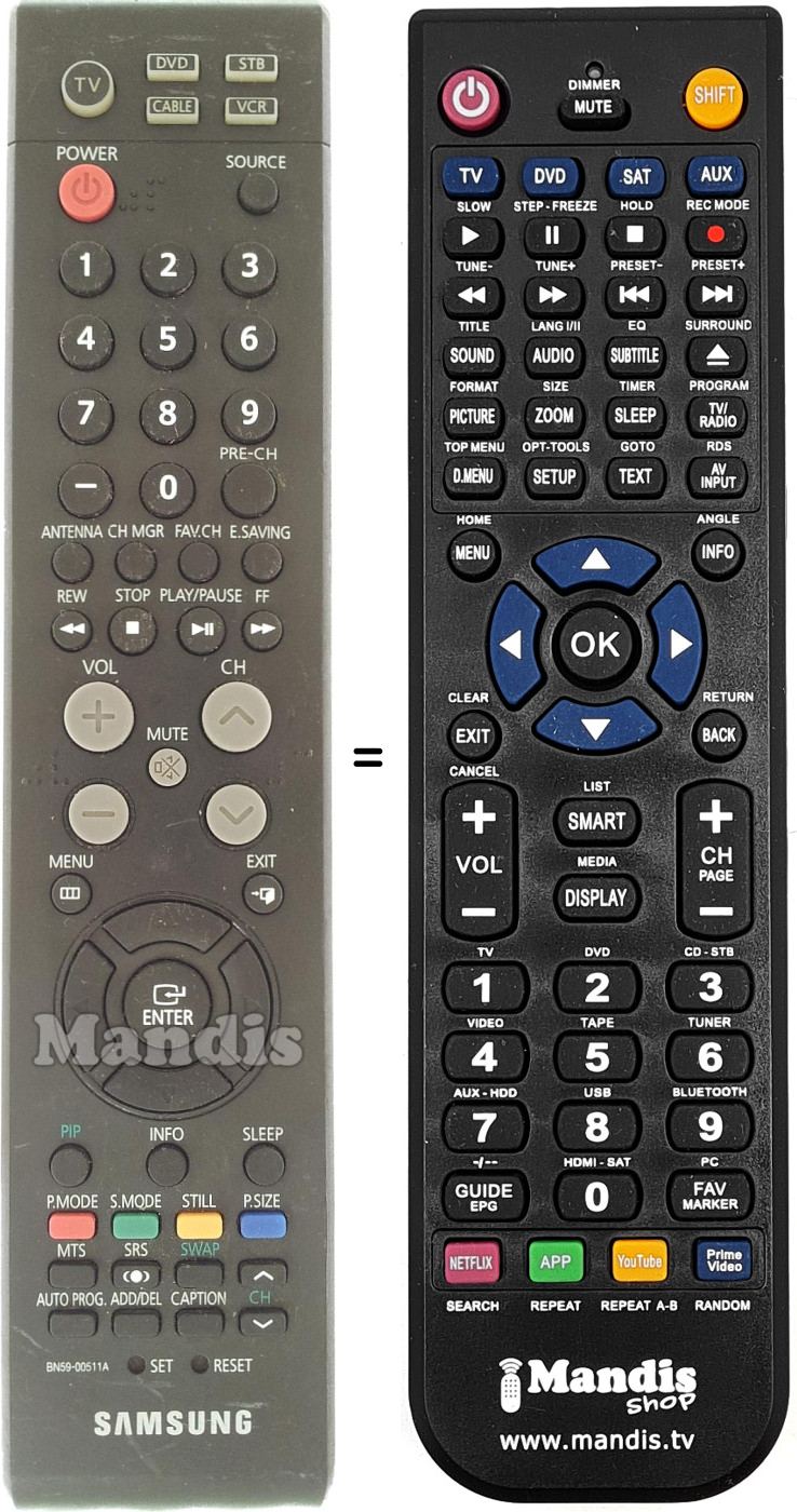Comandos à distância equivalente Samsung BN59-00511A