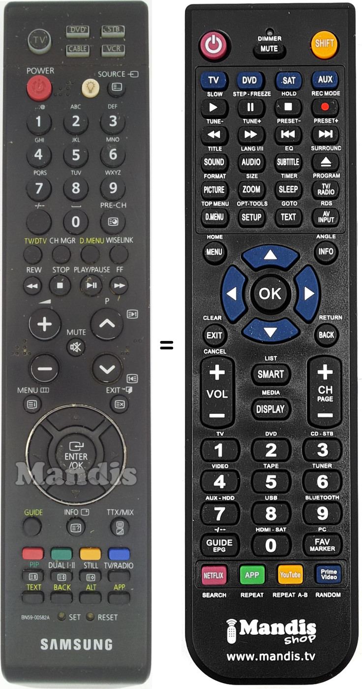 Comandos à distância equivalente Samsung BN59-00582A