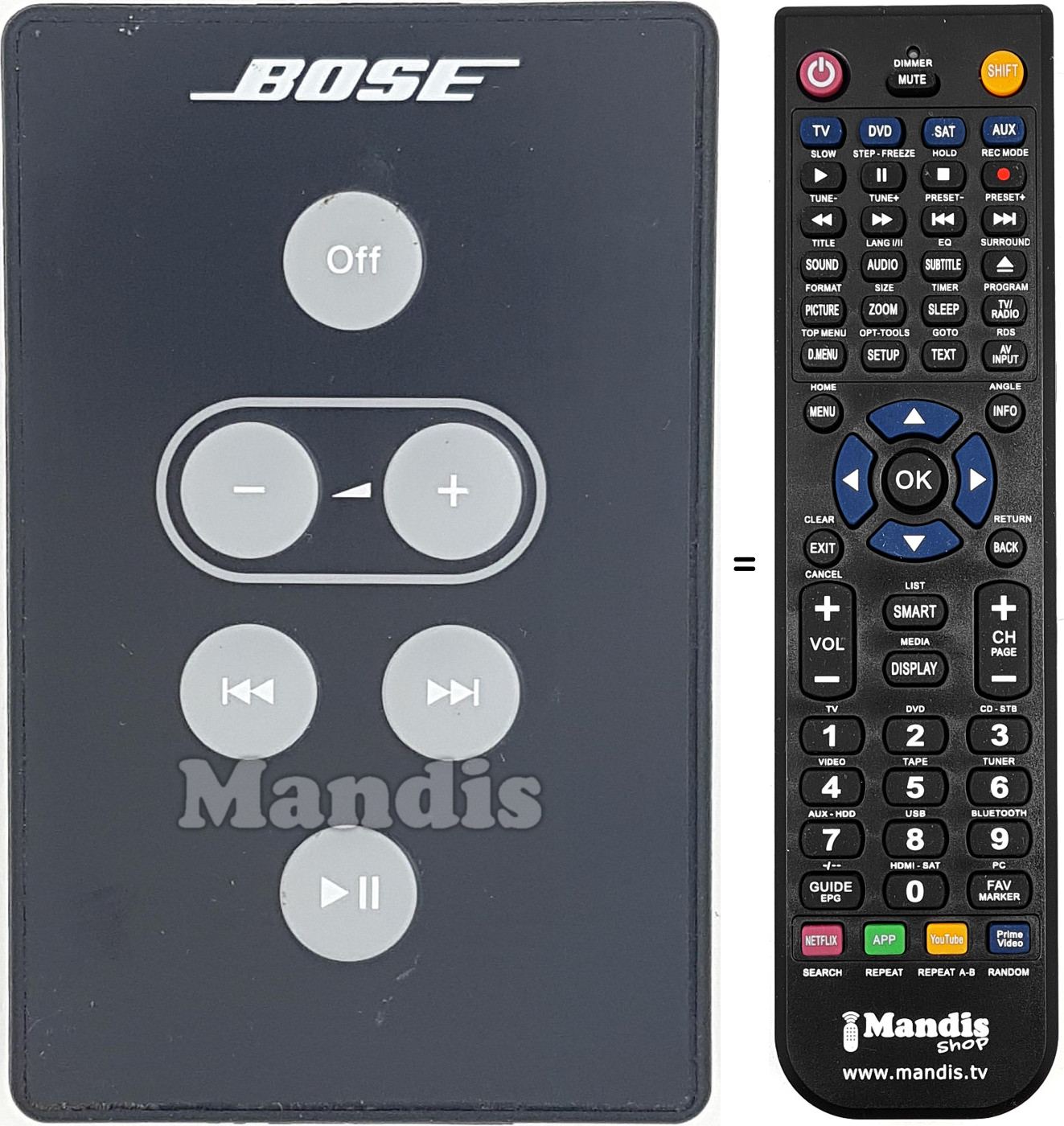 Comandos à distância equivalente BOSE003