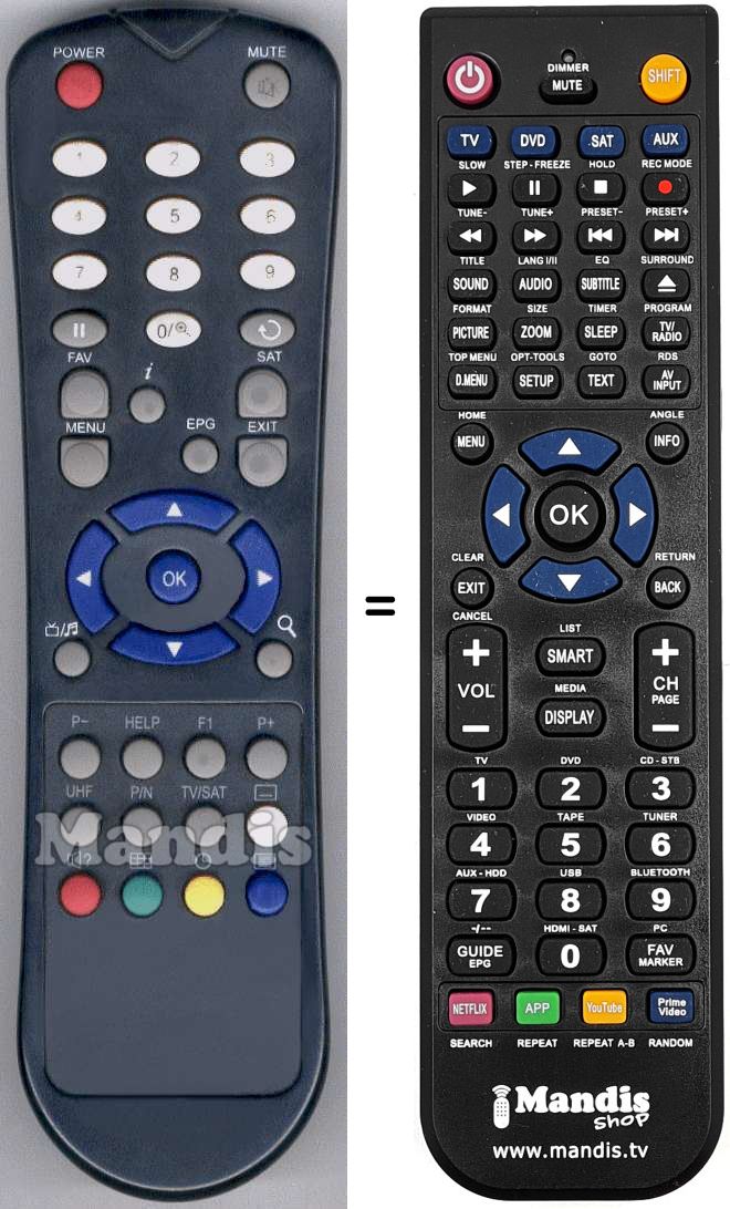 Comandos à distância equivalente HV8035