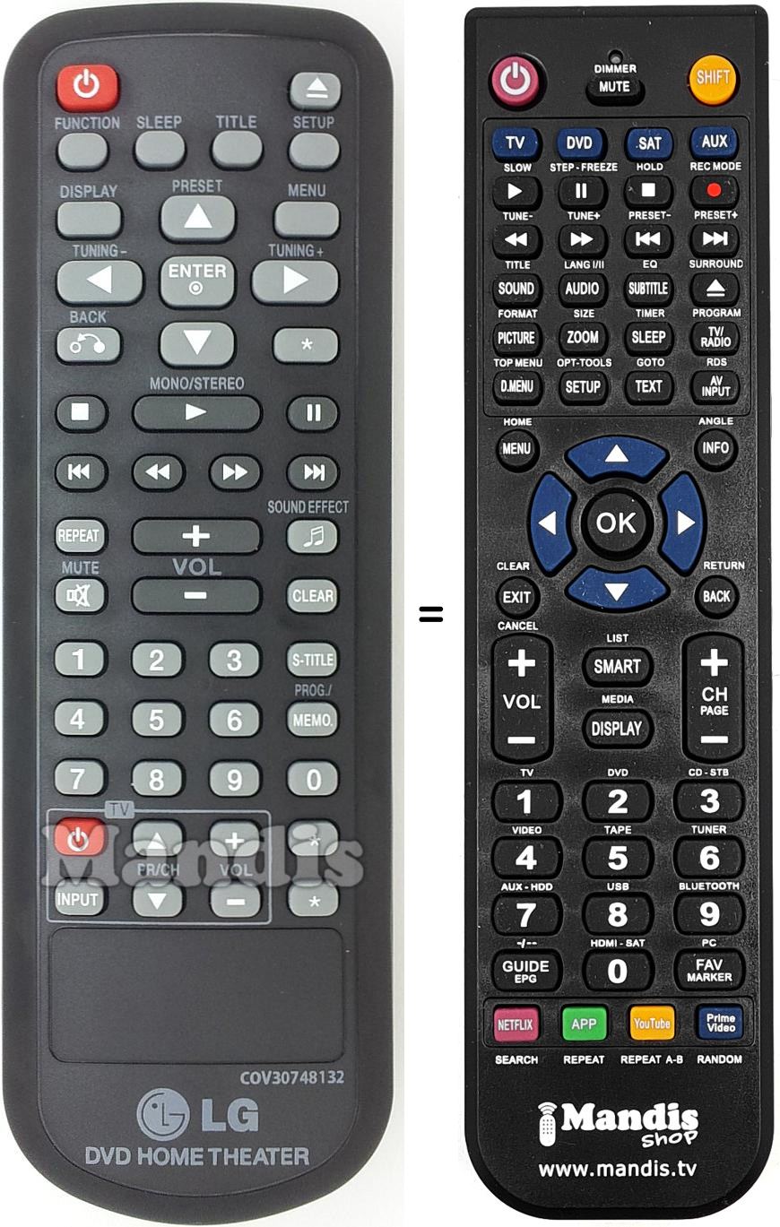 Comandos à distância equivalente LG COV30748132